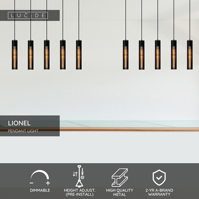 Lucide LIONEL - Pendant light - 5xE27 - Black